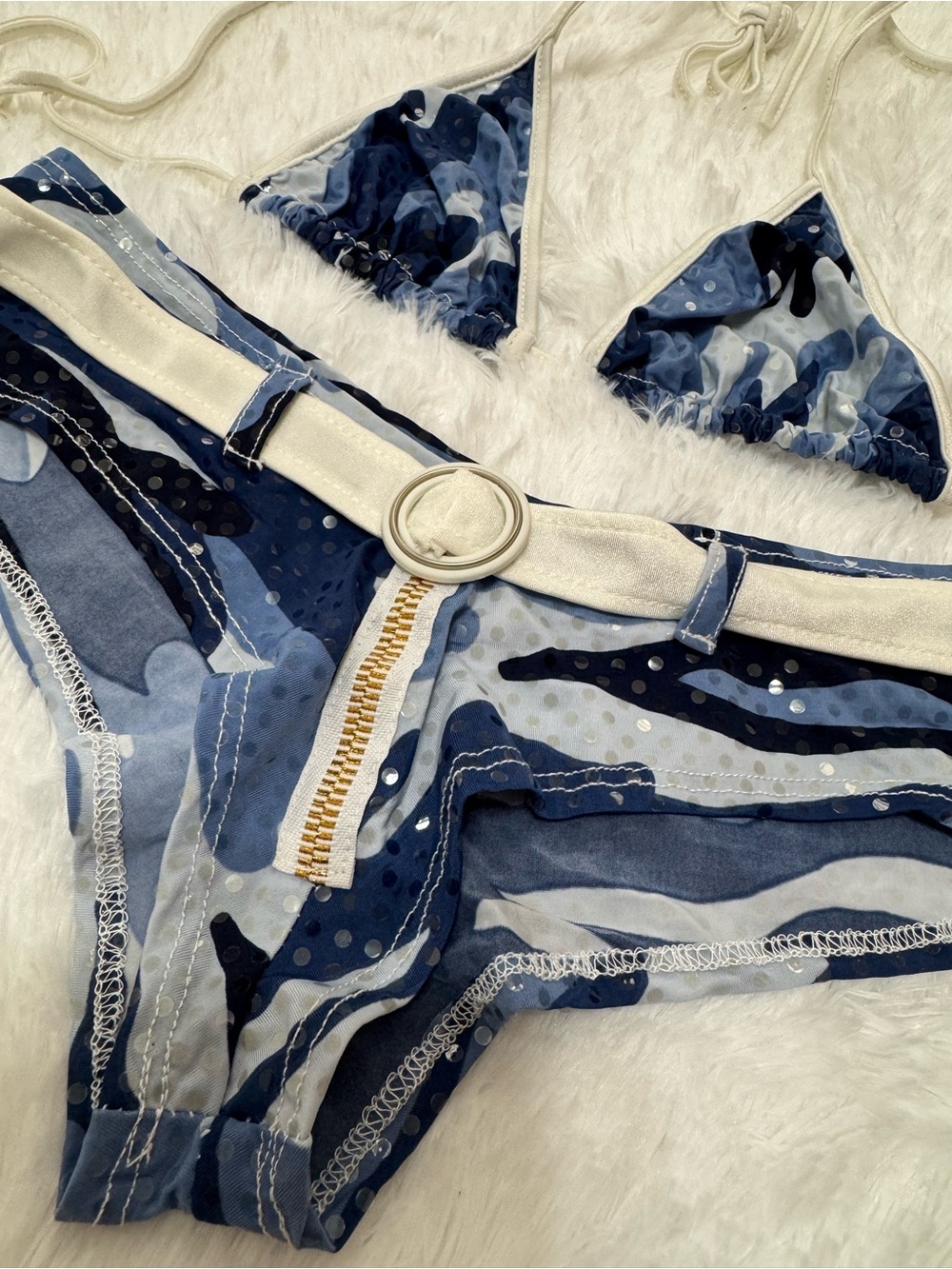 small blue camo bikini dancer festival rave outfit y2k dance swimwear shorts